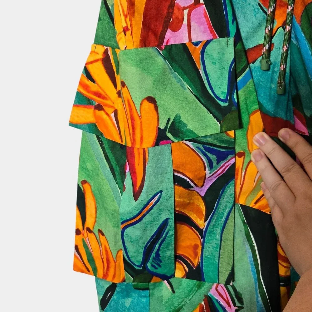 Farm Rio Banana Foliage Cargo Pants S Bold Colorful Tropical Resortwear NWT - Picture 5 of 12